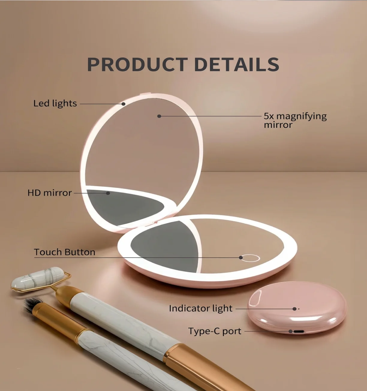 Glamye HaloMini LED Compact Mirror