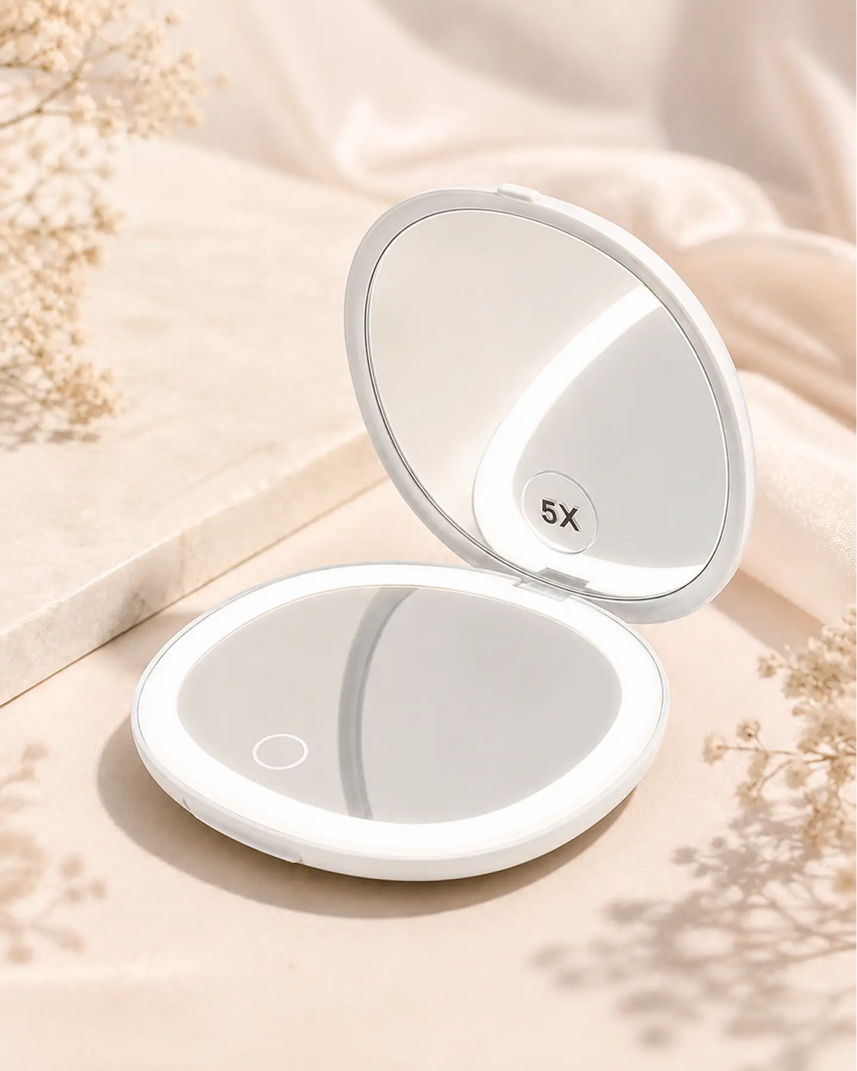 Glamye MiniGlow LED Compact Mirror - Matte White