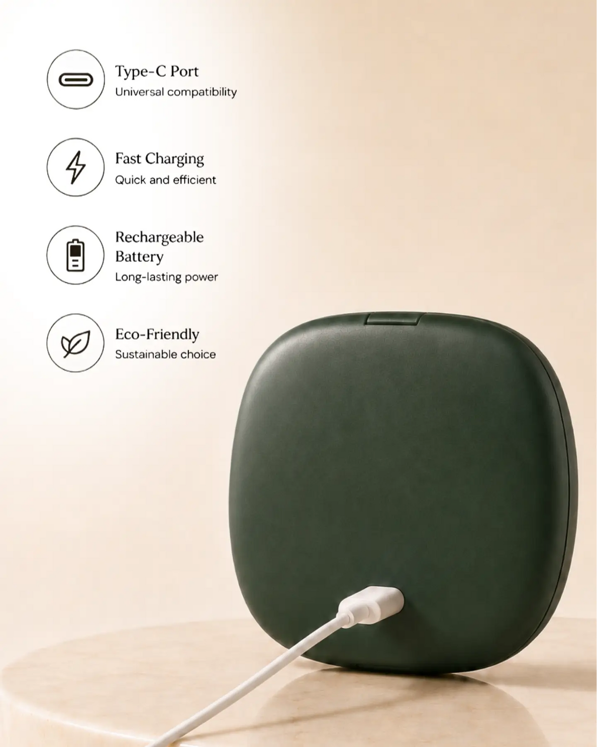 Glamye MiniGlow LED Compact Mirror - Matte Green