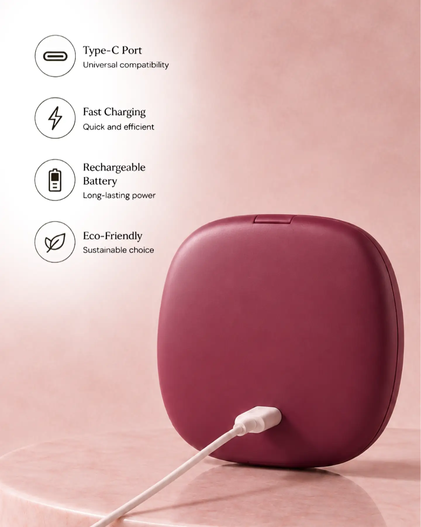 Glamye MiniGlow LED Compact Mirror - Matte Pink