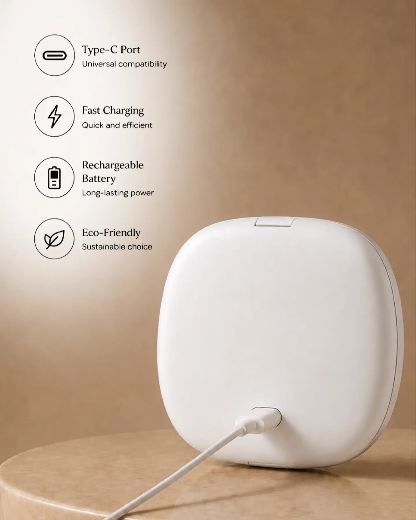 Glamye MiniGlow LED Compact Mirror - Matte White