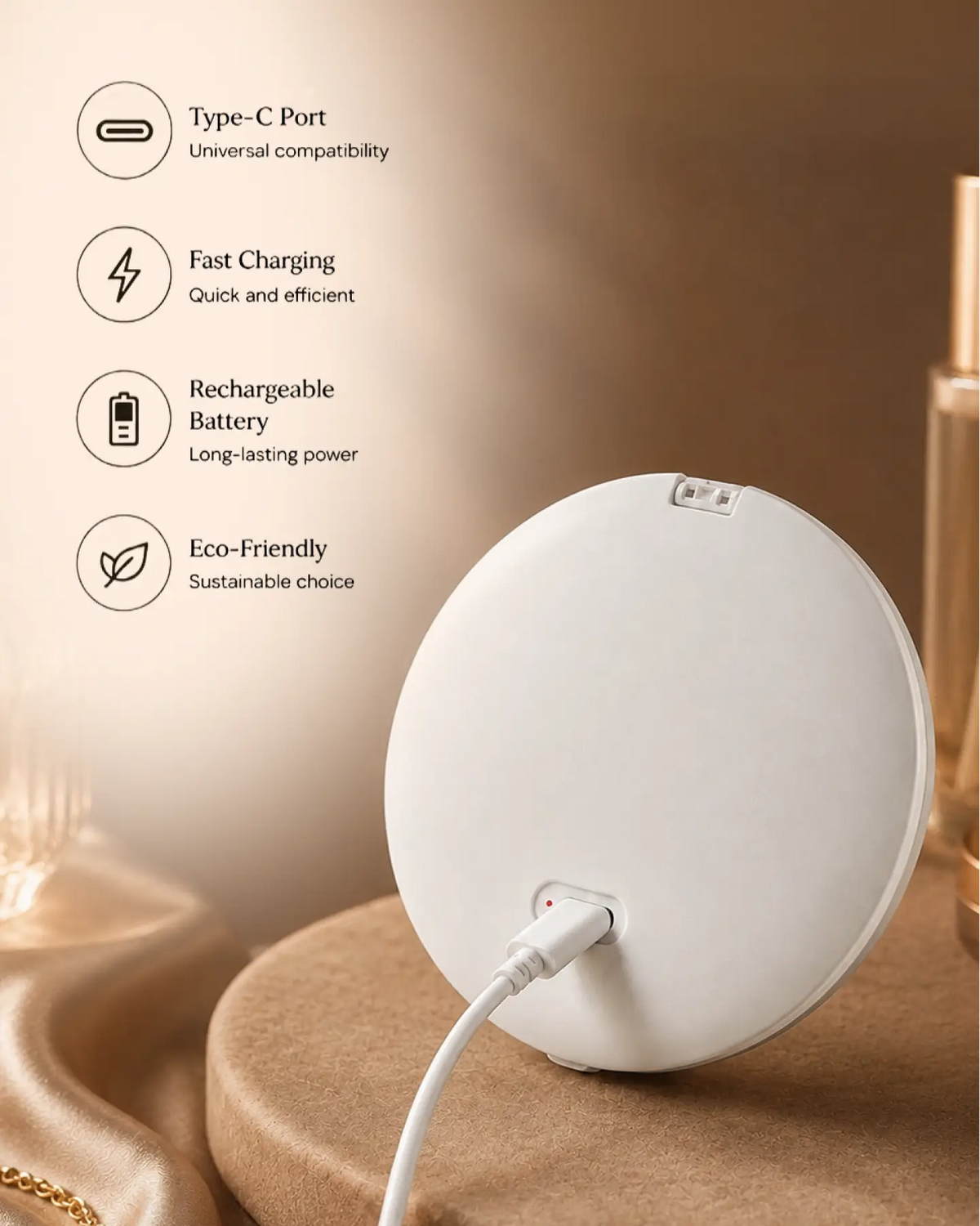 Glamye HaloMini LED Compact Mirror - Matte White