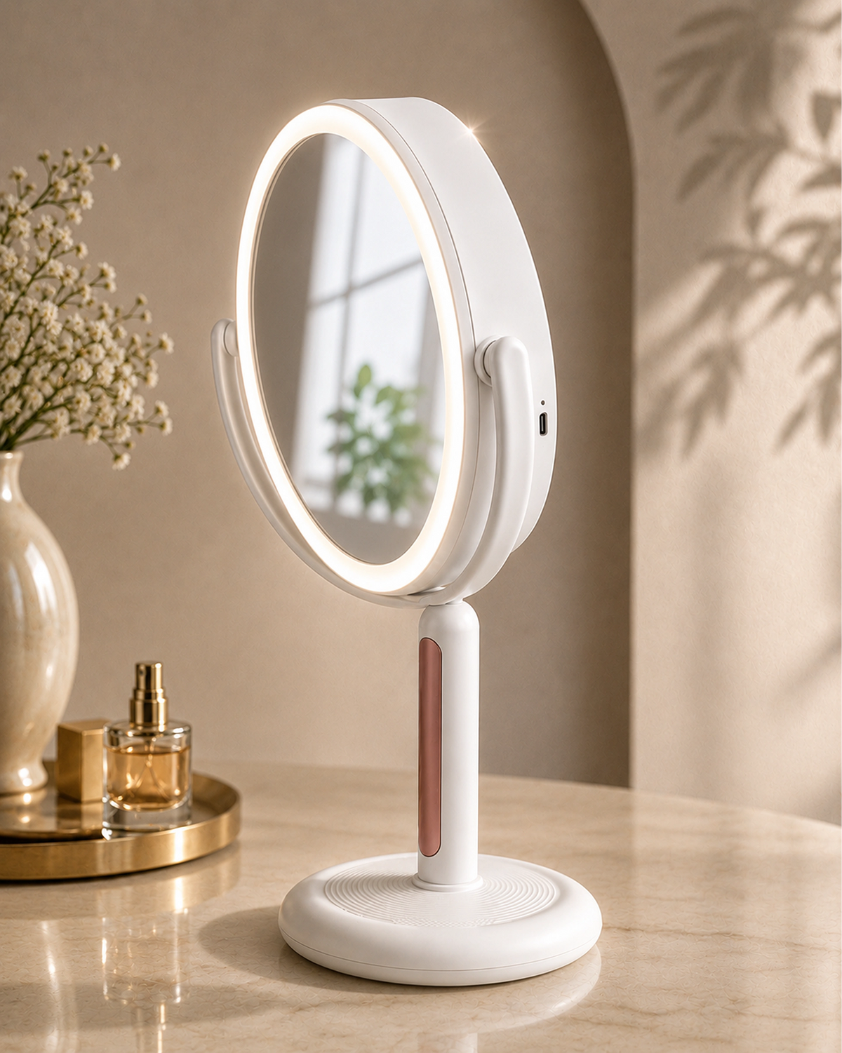 Glamye VanityGlow LED Mirror - Matte White